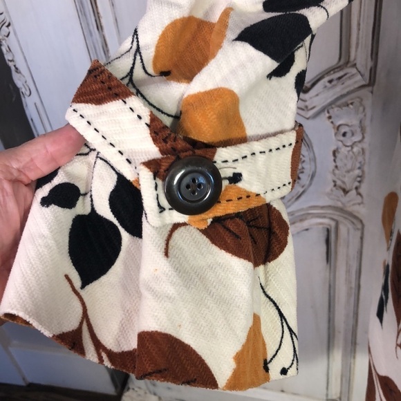 Elevenses 100% Cotton Shell Gorgeous Fall Leave Print Coat / Jacket Size 2 - Picture 5 of 12